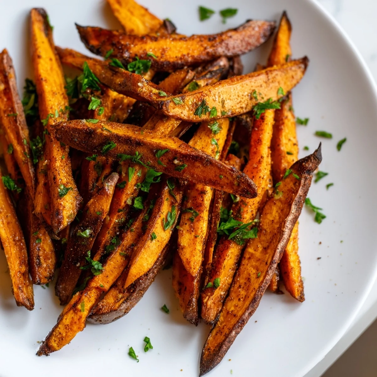 The vibrant orange hue of these air fryer sweet potato fries promises a delicious, crispy bite.