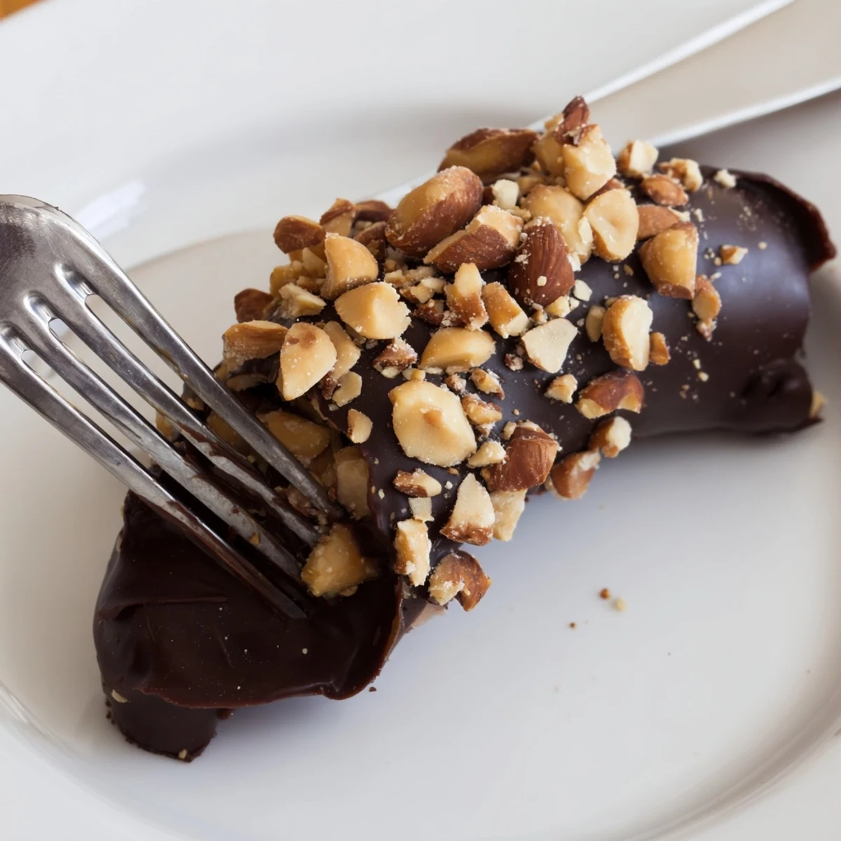 Chocolate Covered Banana Bites with Peanuts stored in a container for a sweet treat.