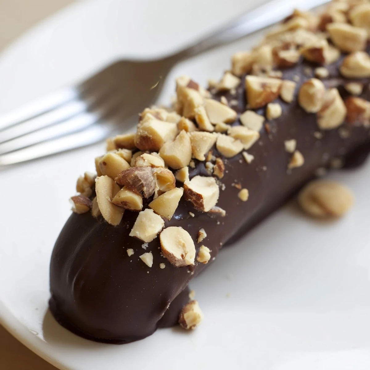 Chocolate Covered Banana Bites with Peanuts frozen on a baking sheet, ready for dipping.