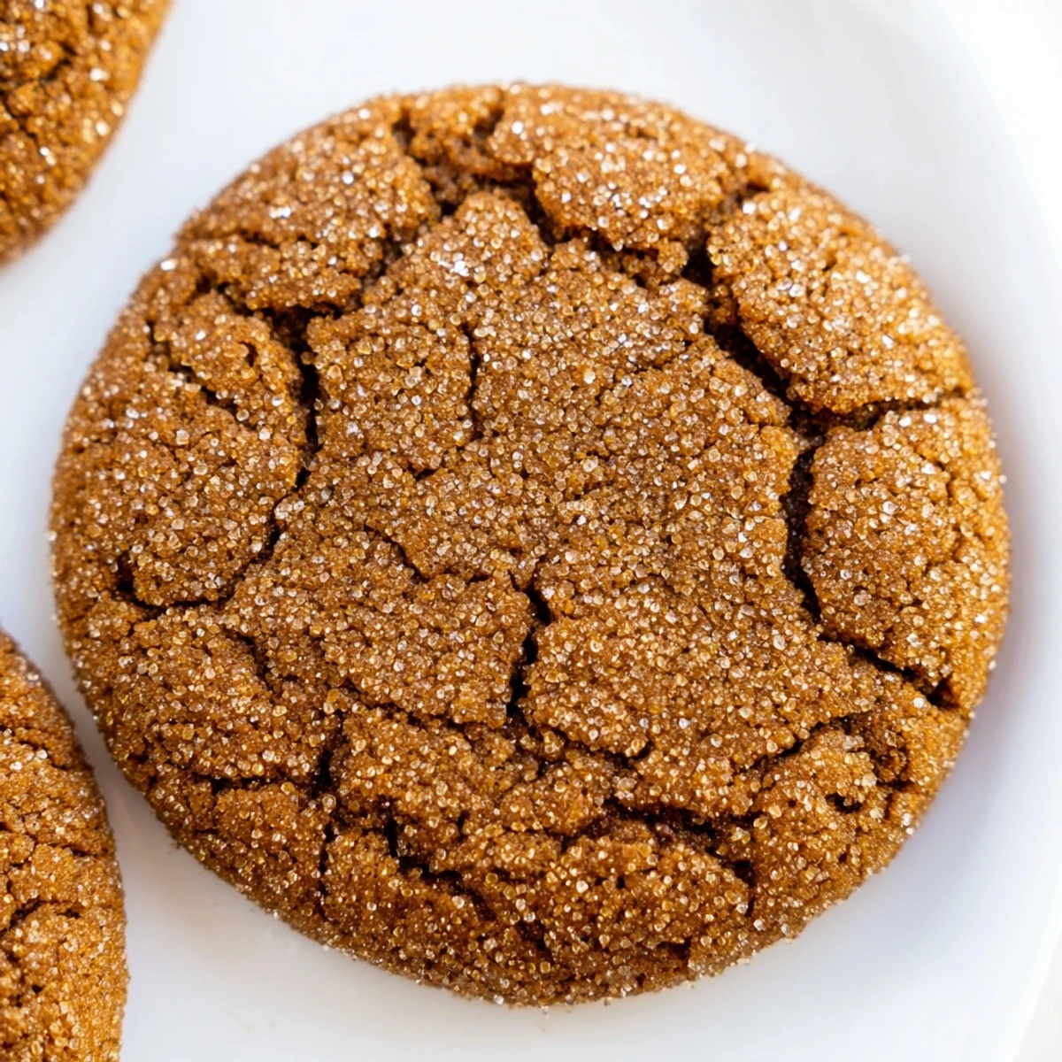 Chewy Spiced Molasses Cookies with crackled tops, rolled in sparkling sugar for a sweet crunch.