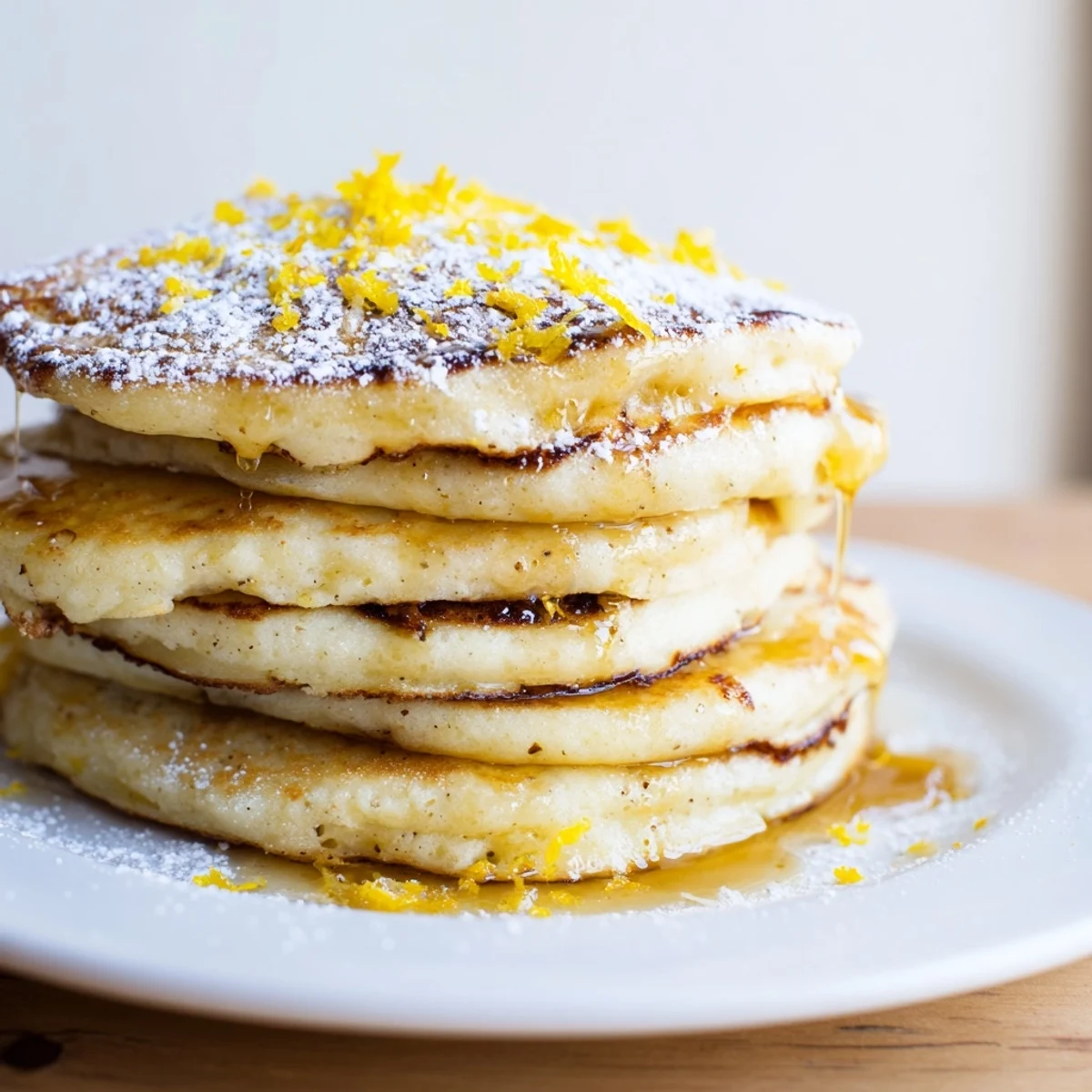 Fluffy Lemon Ricotta Pancakes cooking on a griddle, steam rising as they turn a perfect golden brown.