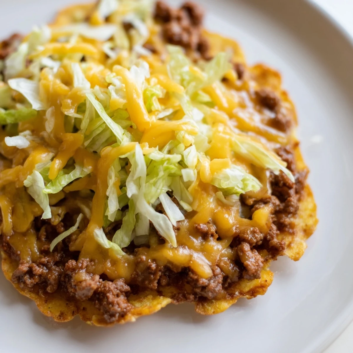 Ready-to-eat Beef Tostadas garnished with diced tomatoes, cilantro, and lime wedges for a zesty finish.