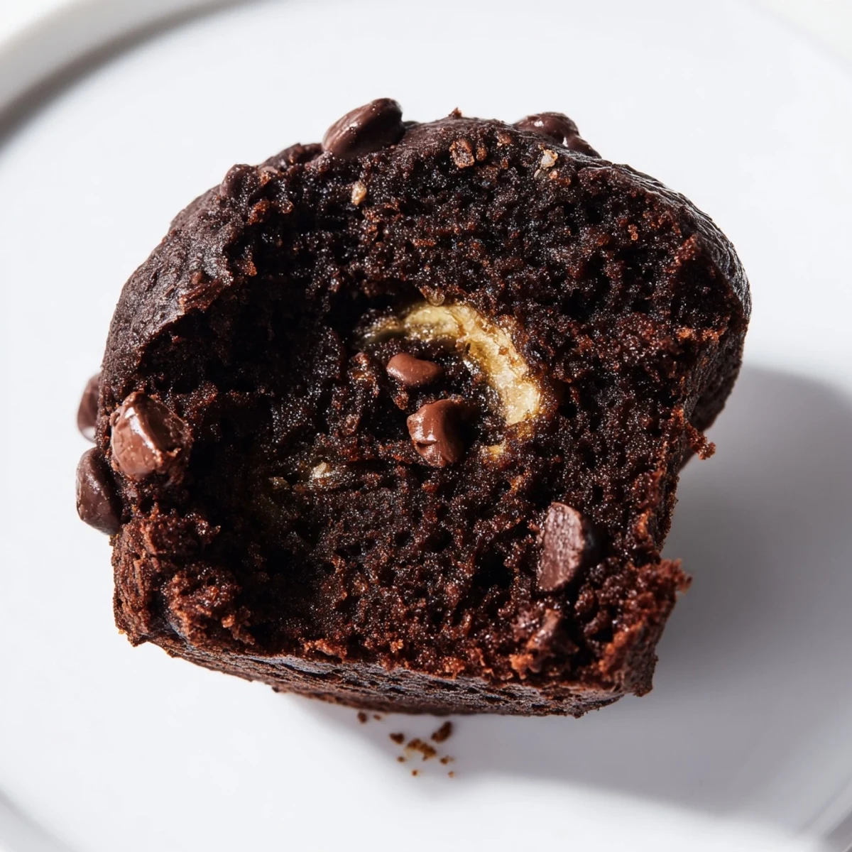 Perfectly baked Chocolate Banana Muffins cooling on a wire rack, filled with ripe bananas and rich chocolate chips.  