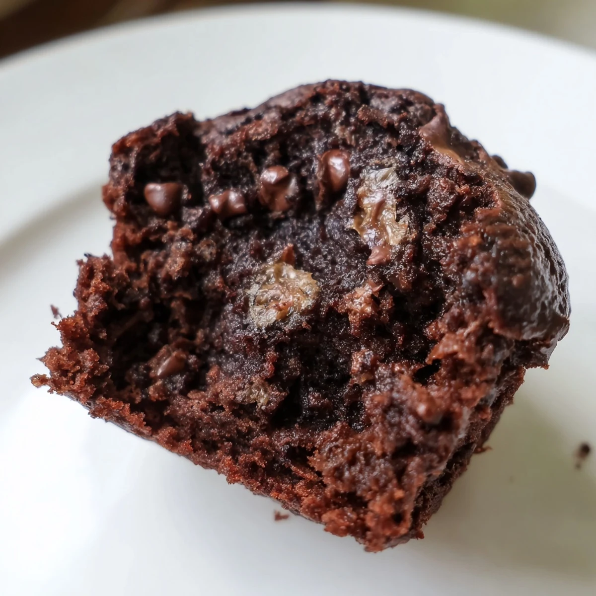 Freshly baked Chocolate Banana Muffins in a tin, topped with extra chocolate chips for a sweet breakfast treat.