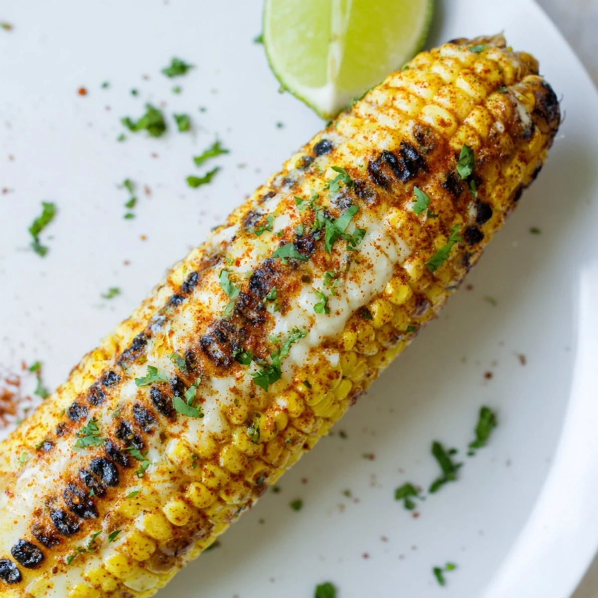 Four ears of Cajun Spiced Grilled Corn on the Cob, perfectly charred and served with zesty lime wedges.