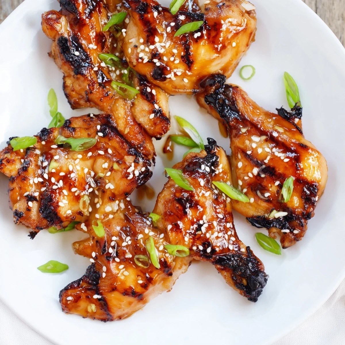 Golden-brown grilled Huli Huli Chicken thighs glazed with sweet pineapple barbecue sauce.