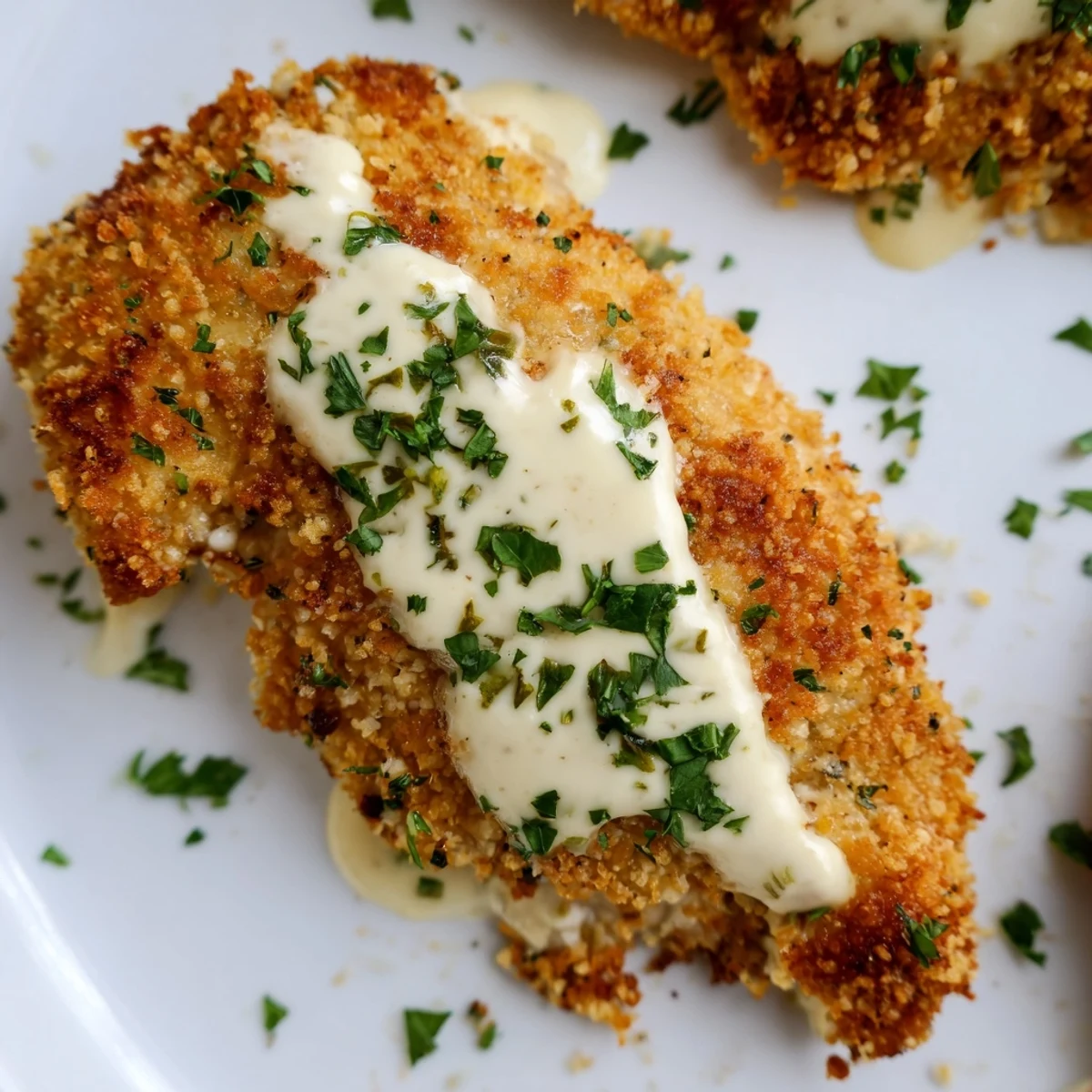 Served on a rustic wooden table, this restaurant-quality Parmesan Crusted Chicken features a perfectly seared base and a crunchy, cheesy topping.