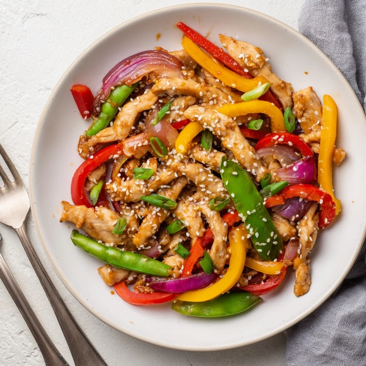 Tender chicken and crisp bell peppers glisten in a tangy-sweet chili sauce in this Quick Sweet Chilli Chicken Stir Fry served over fluffy rice.