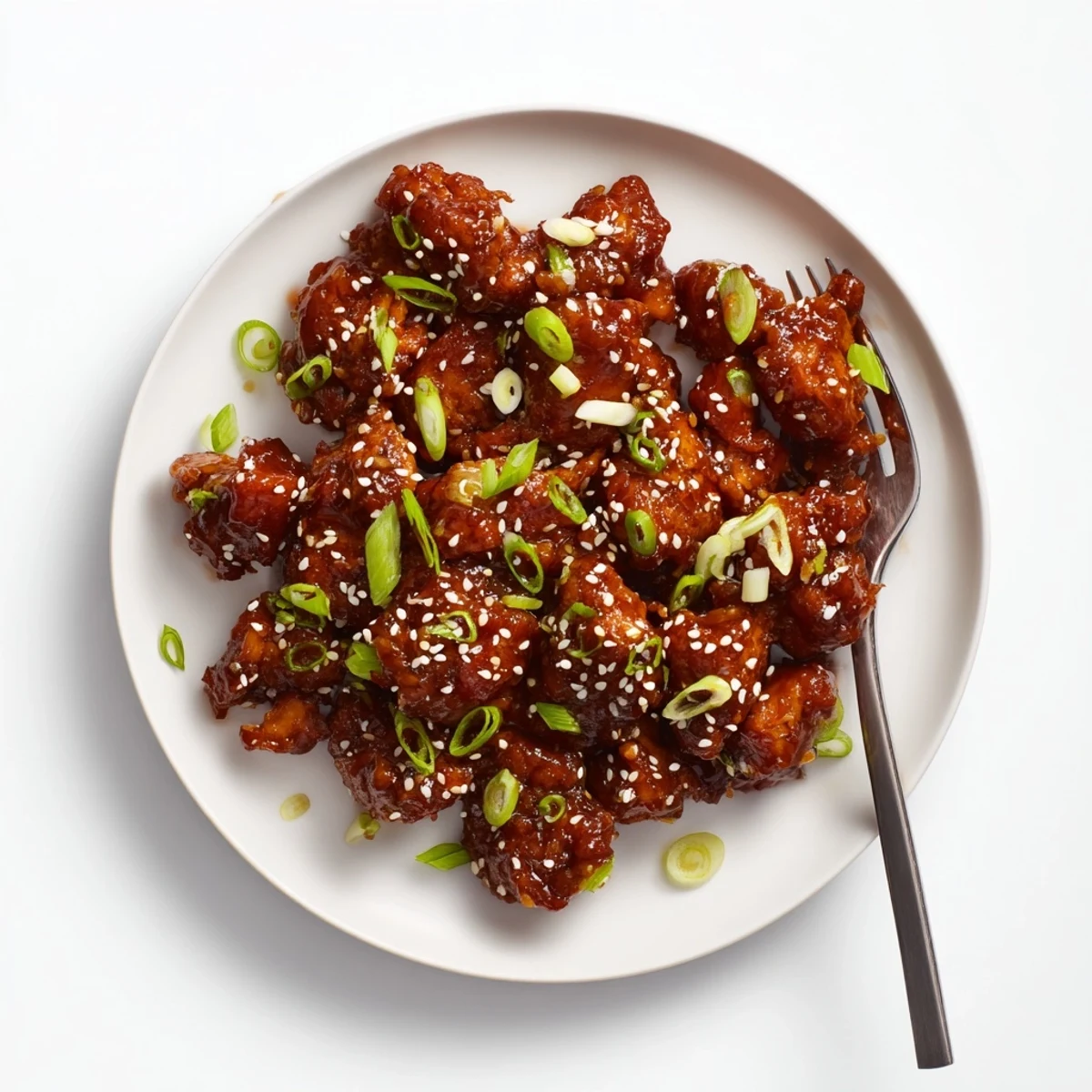 Tender slow-cooked chicken swimming in rich savory-sweet sesame sauce garnished with fresh green onion slices