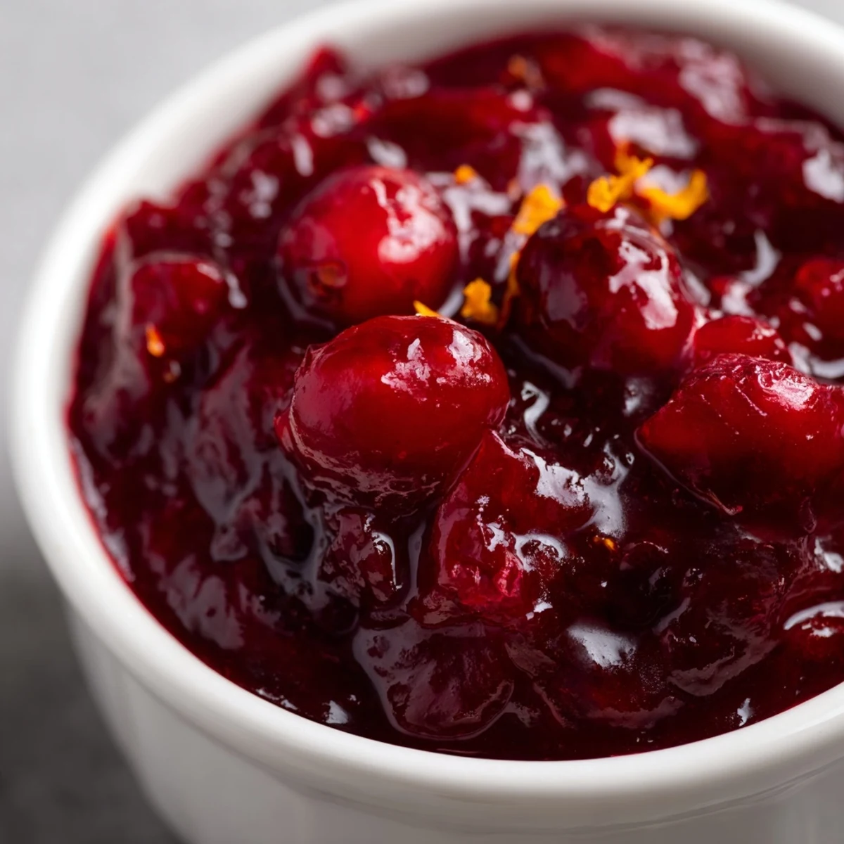 Tangy sweet homemade cranberry sauce simmered with orange zest and specks of warm cinnamon