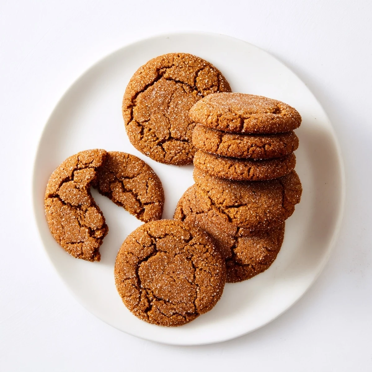 Spicy homemade gingersnap cookies rolled in sugar ready for holiday baking