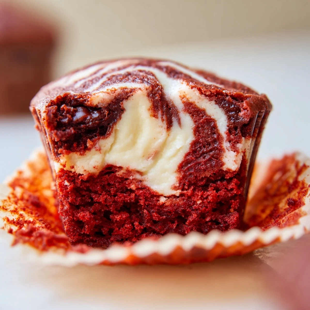 Rich red velvet brownie bites featuring smooth cream cheese swirl and moist chocolate interior