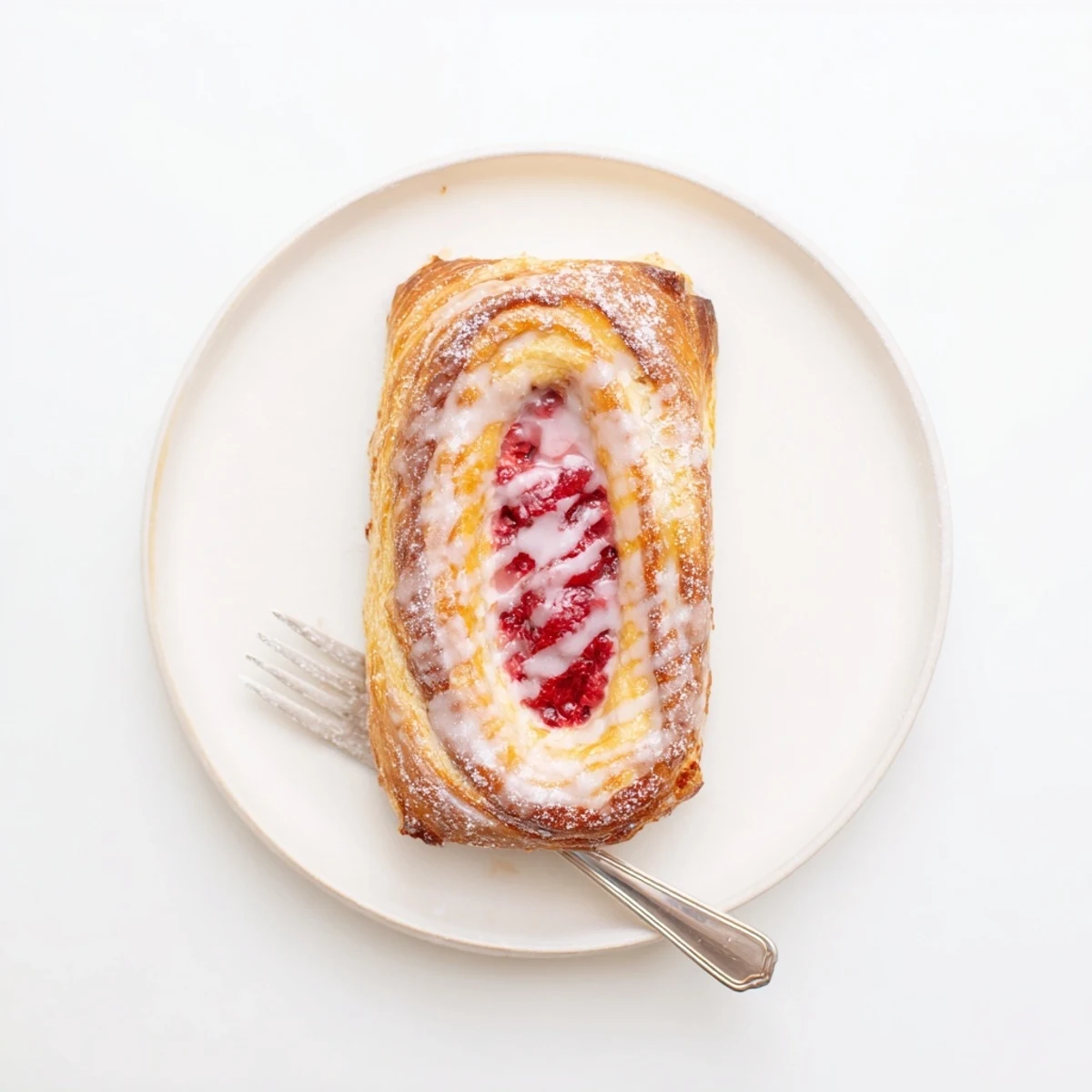 Flaky pastries filled with tangy cream cheese and bright red raspberries, perfect for weekend brunch