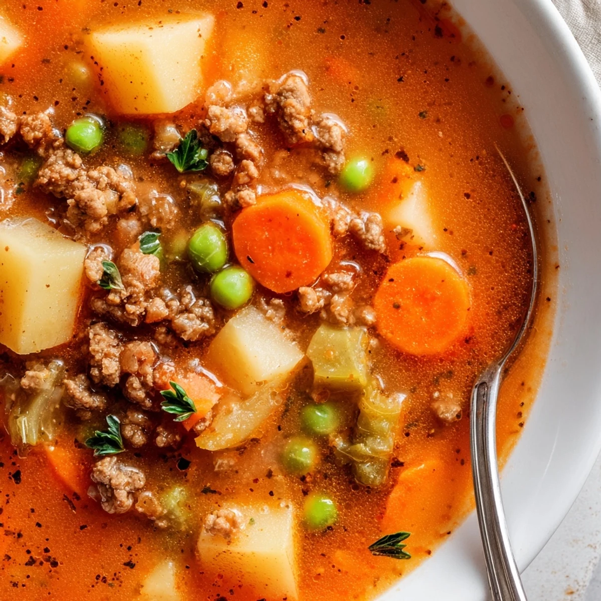 Homemade Ground Beef And Potato Soup