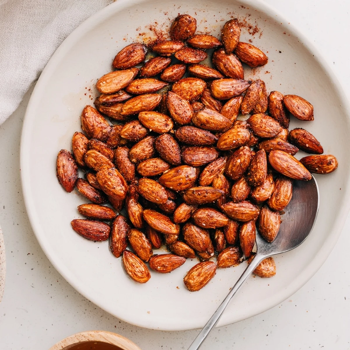 Warm roasted almonds glistening with olive oil served as a savory snack