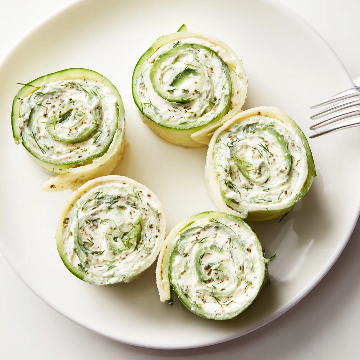 Chilled Cucumber And Dill Pinwheels sliced into spirals, soft tortillas, bright herbs.