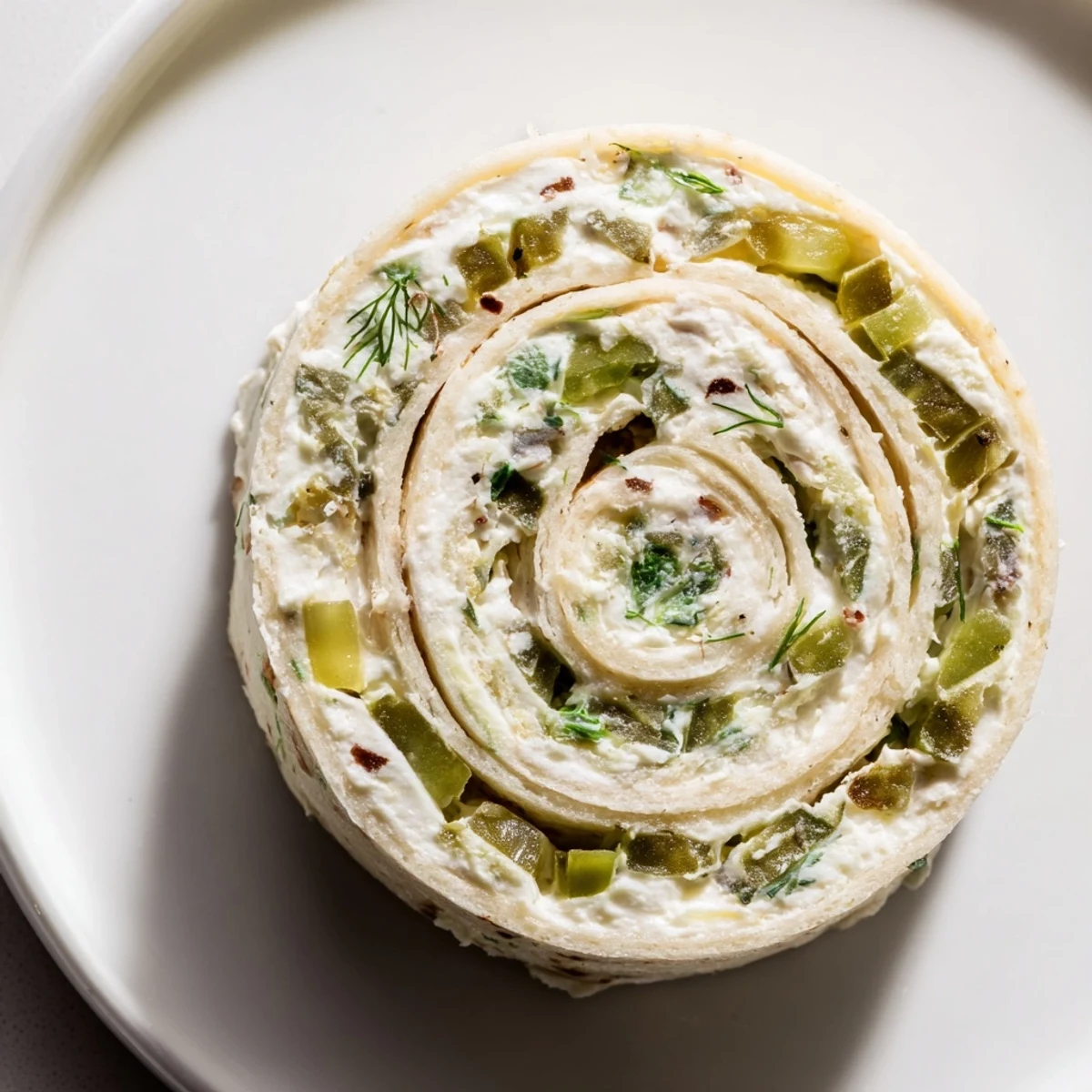 Pickle Dip Pinwheels arranged on platter, creamy dill filling and chilled bites