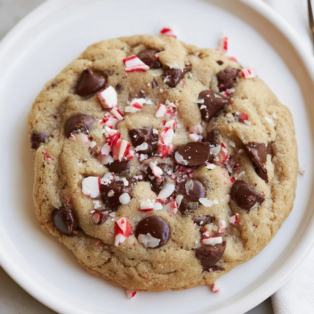 Stack of Peppermint Chocolate Chip Cookies on plate, cool mint aroma, holiday ready