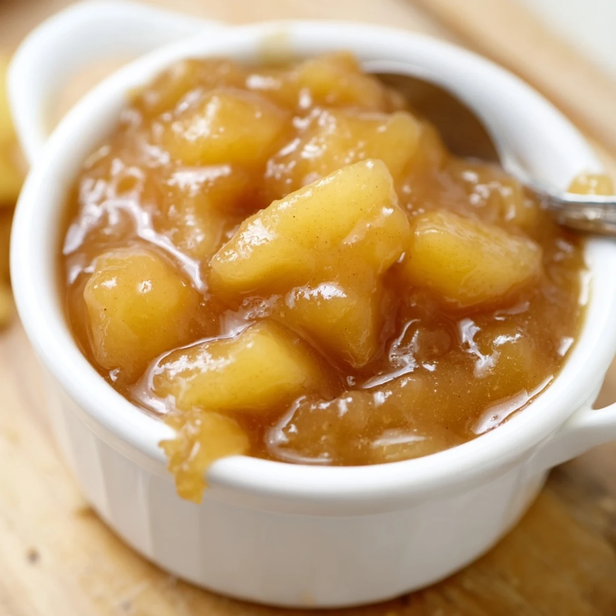 Warm Fall Caramel Apple Jam spooned over toast, buttery caramel notes