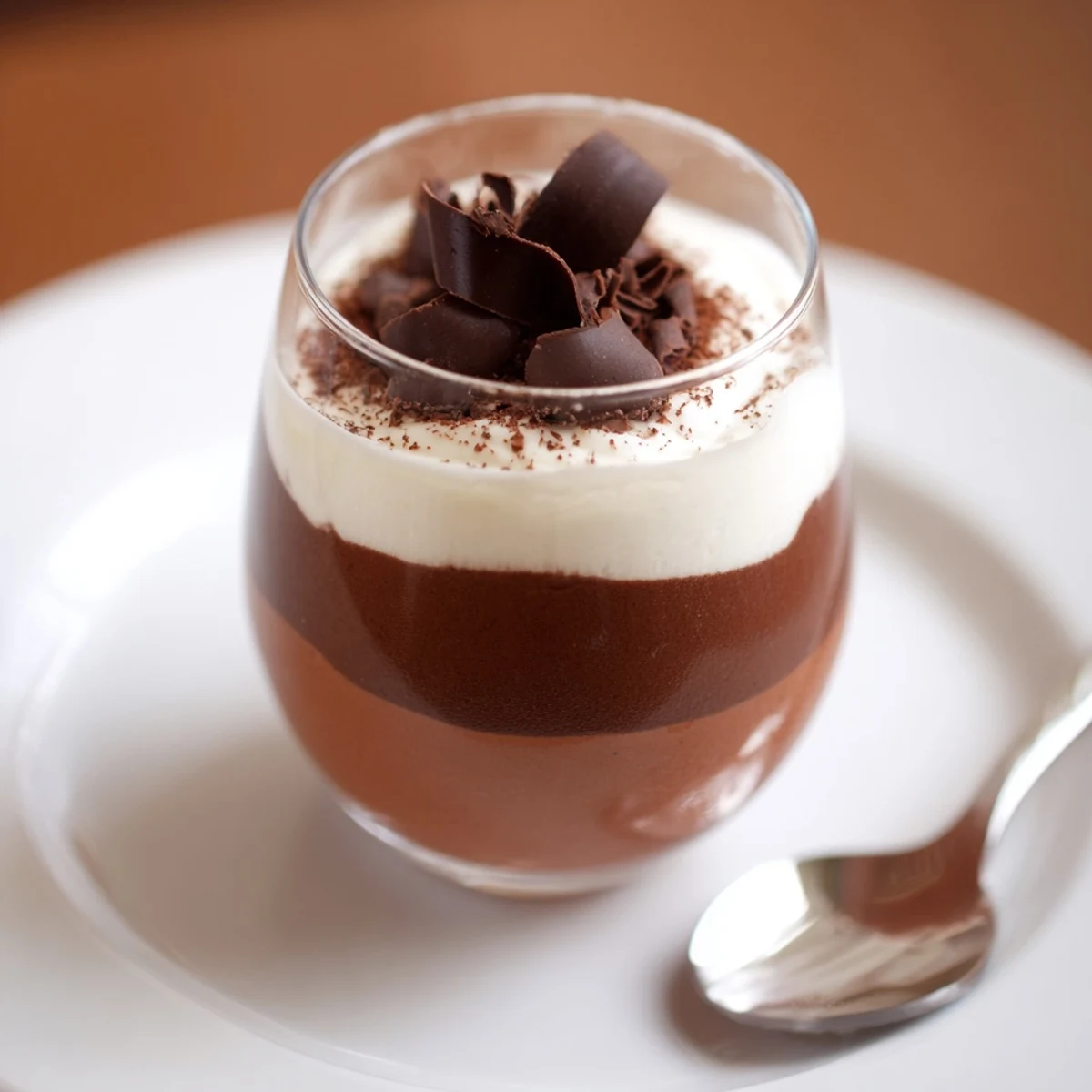 Six chilled Triple Chocolate Mousse Cups showcasing creamy layers and cocoa dusting.