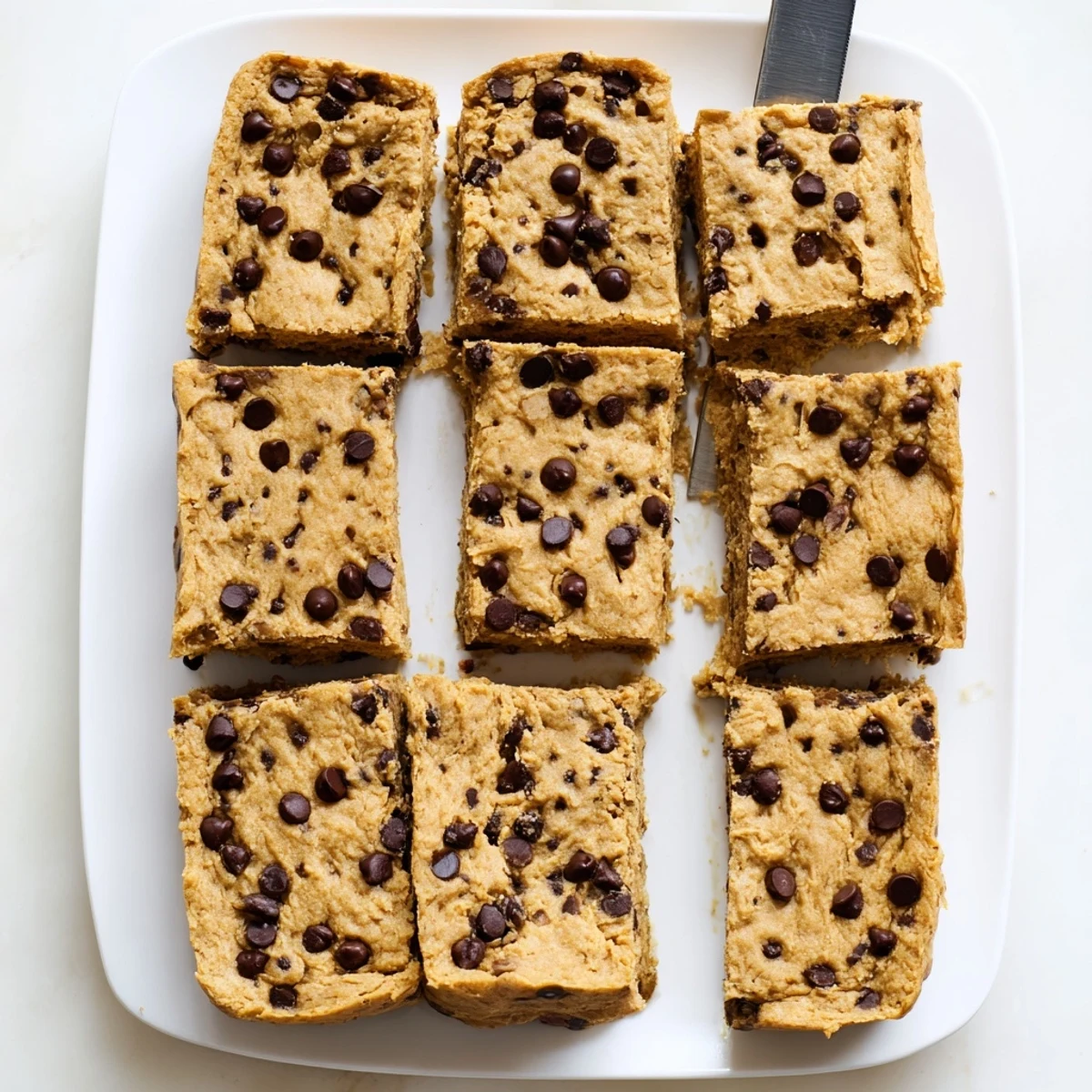 Rich creamy peanut butter and banana baked bars dusted with sea salt and cinnamon garnish