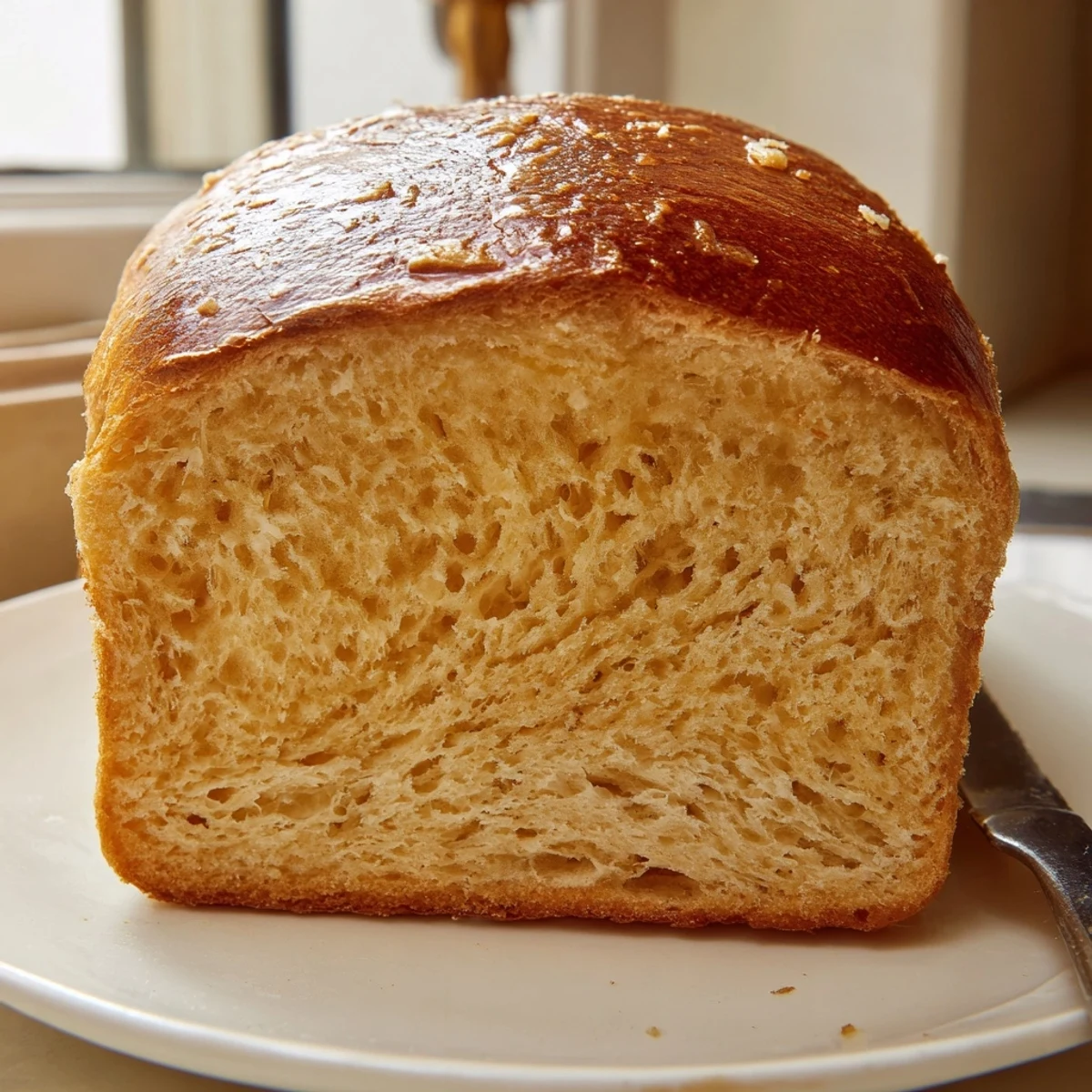 Protein-rich cottage cheese loaf bread fresh from the oven with a soft, tender crumb