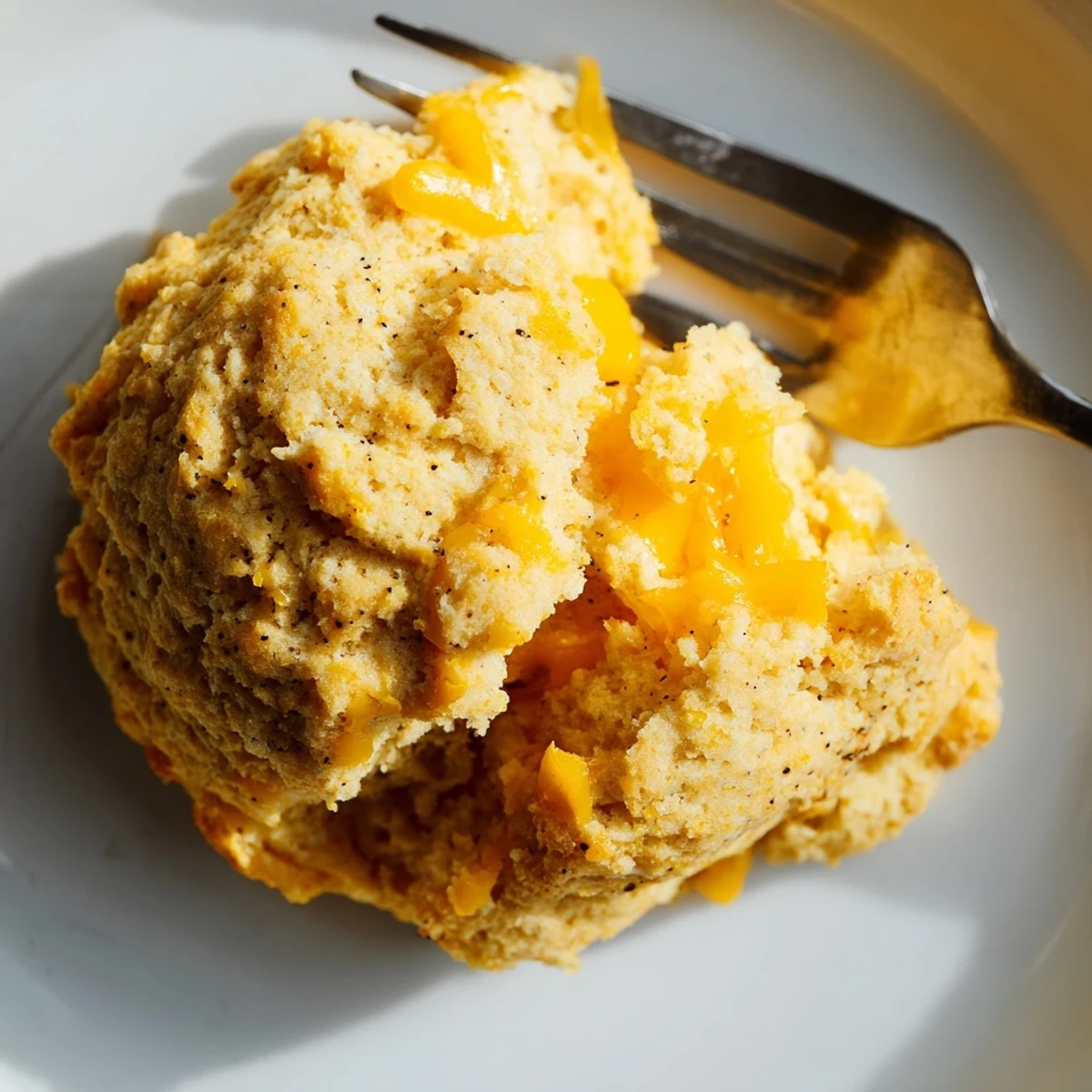 Fluffy protein biscuits recipe stacked on a wooden board served with scrambled eggs for a hearty breakfast