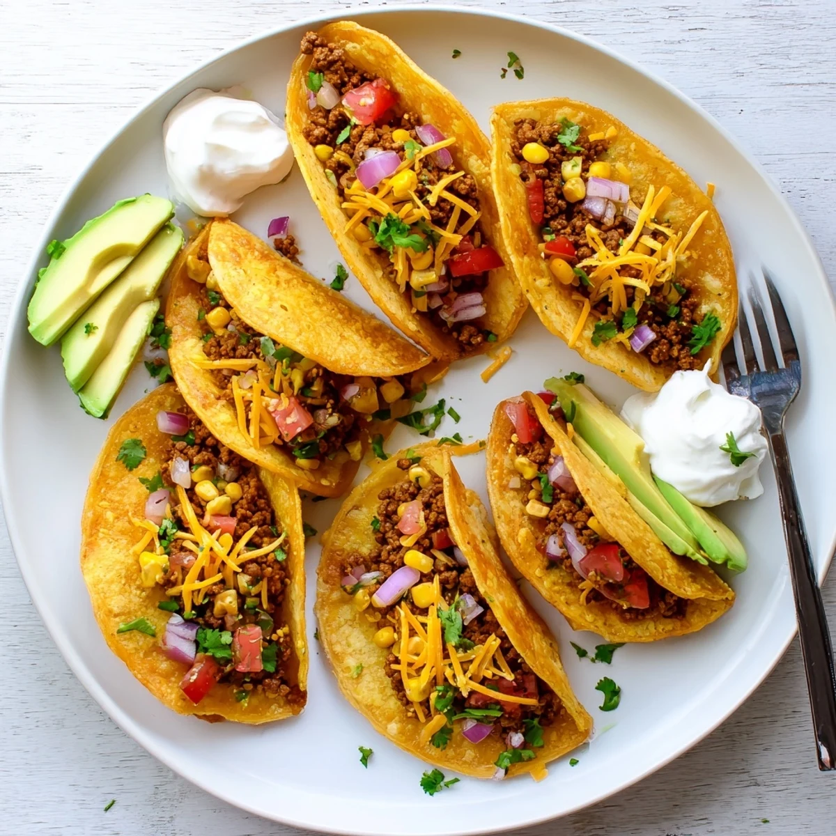Fried spicy crispy Mexican taco pockets arranged on a serving platter with fresh lime wedges