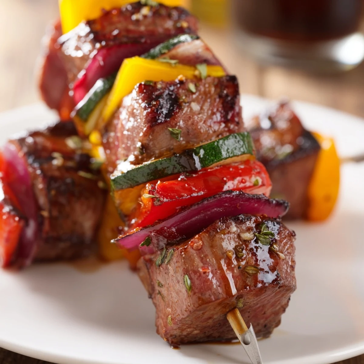 Skewered and glistening: Juicy Steak Kebabs With Savory Marinade For Summer Grilling  