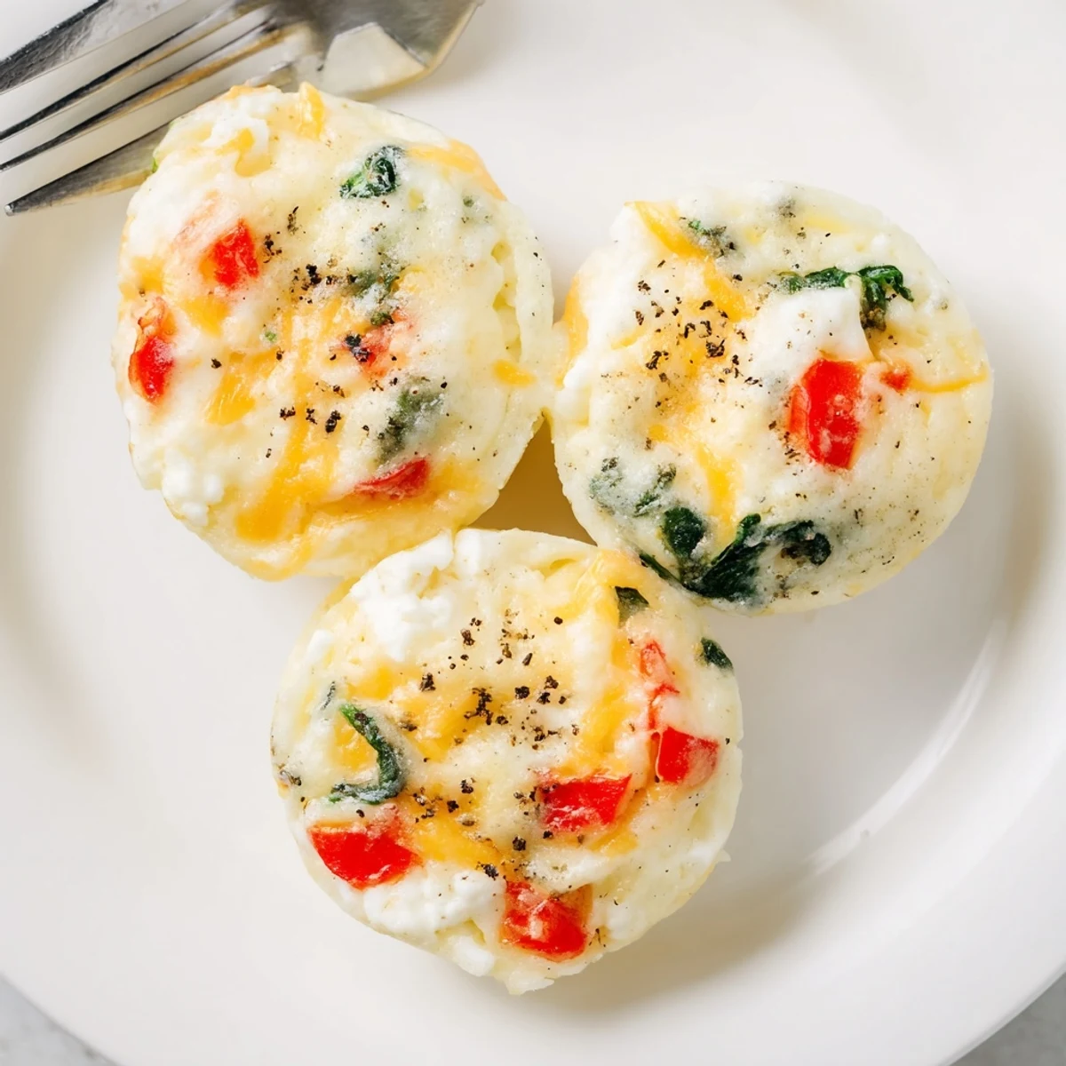 Warm, savory High Protein Egg White Bites With Cottage Cheese cooling in muffin tin