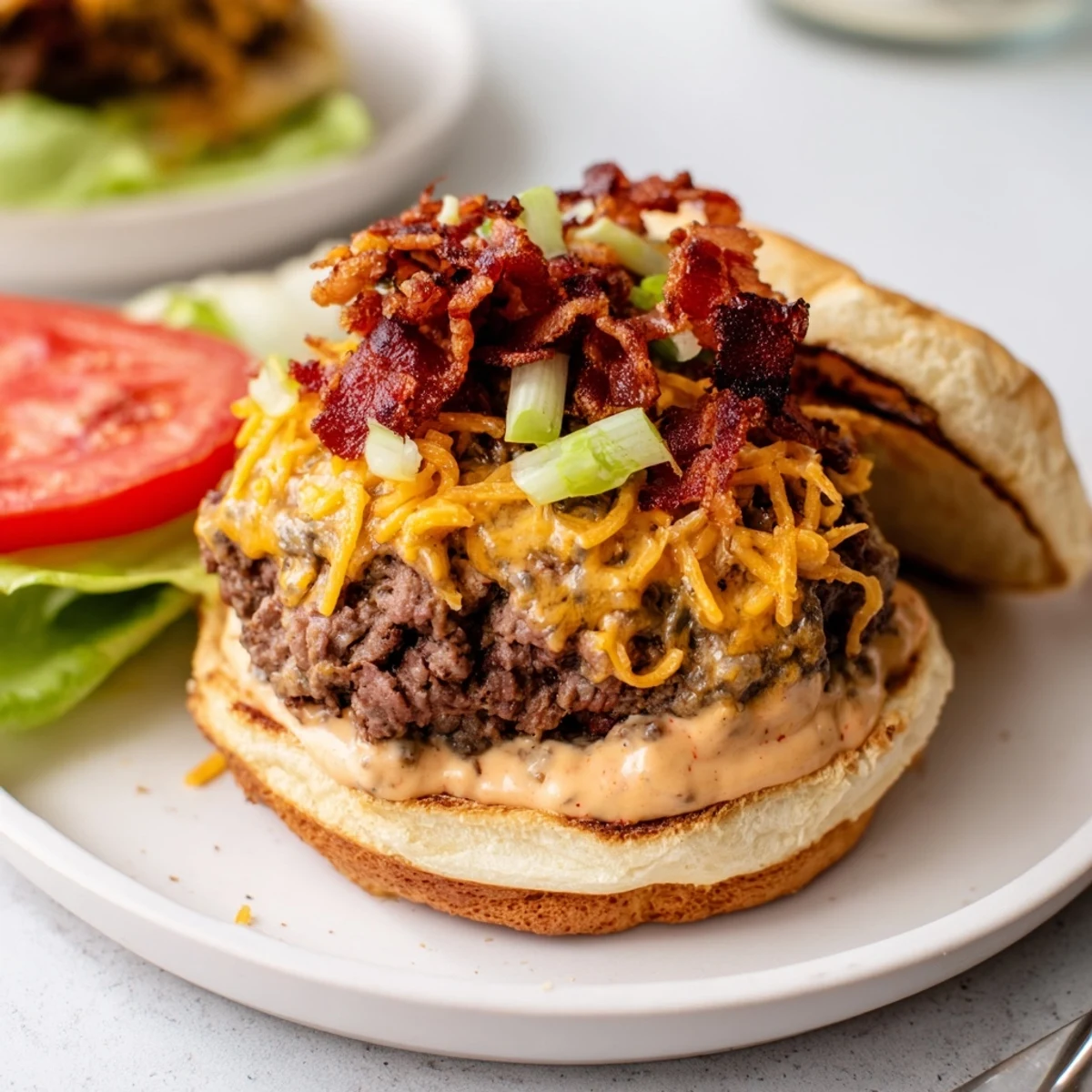 Grilled Irresistible Crack Burgers melting creamy cheese, served on toasted brioche buns