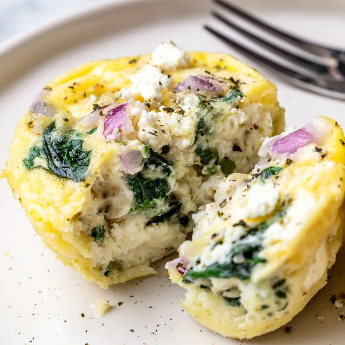 Grab and go Savory Spinach Feta Egg Bites, tangy feta pockets, pair with salad