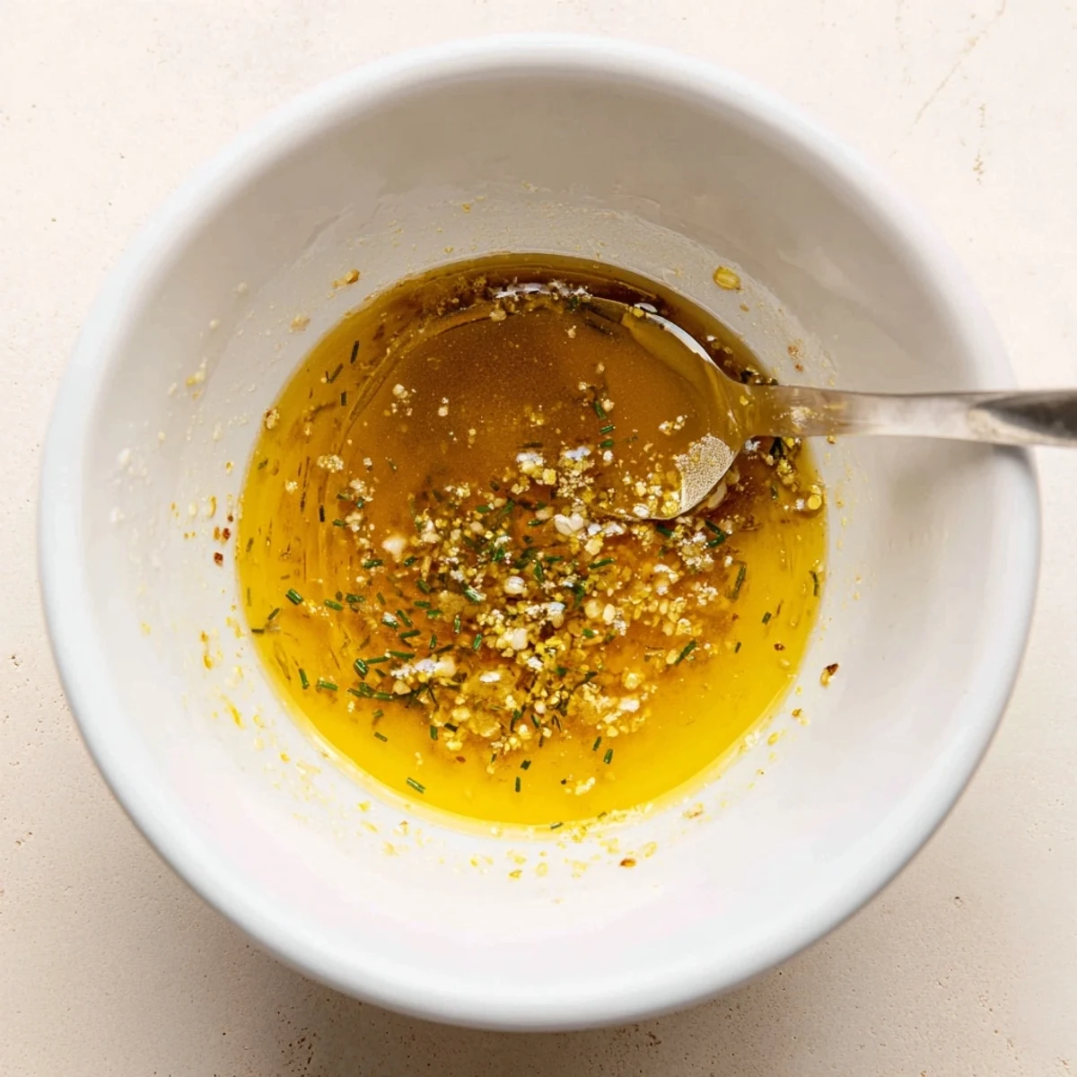 Bright Homemade Vinaigrette Dressing with Dijon and garlic, drizzled on roasted vegetables