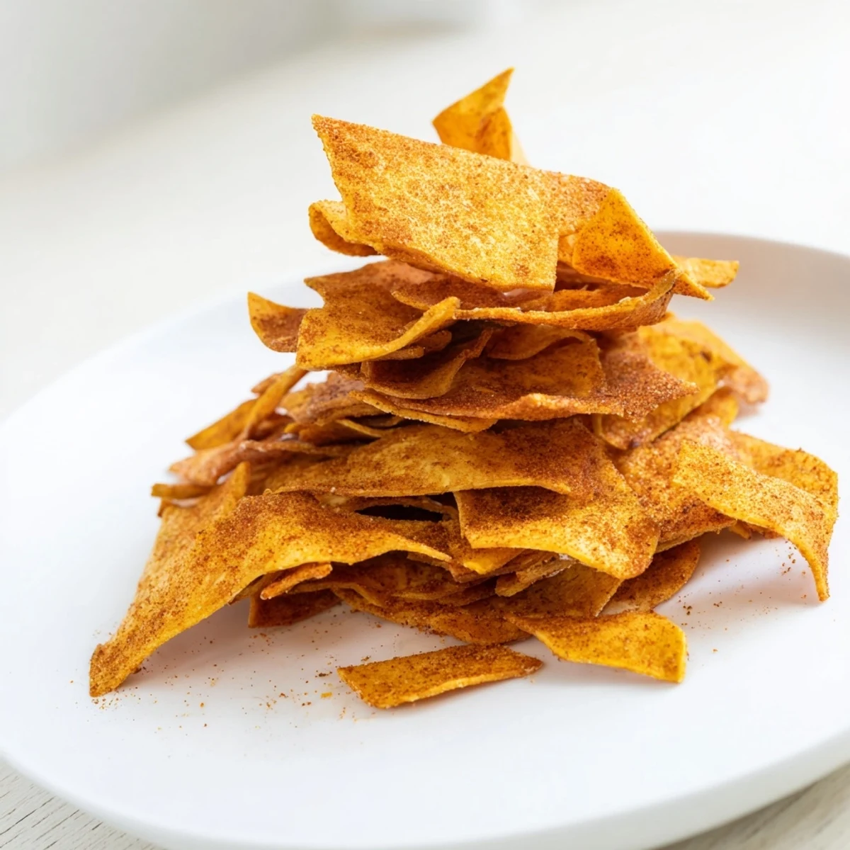 Golden brown crispy chickpea chips arranged on a wooden board, ready for snacking