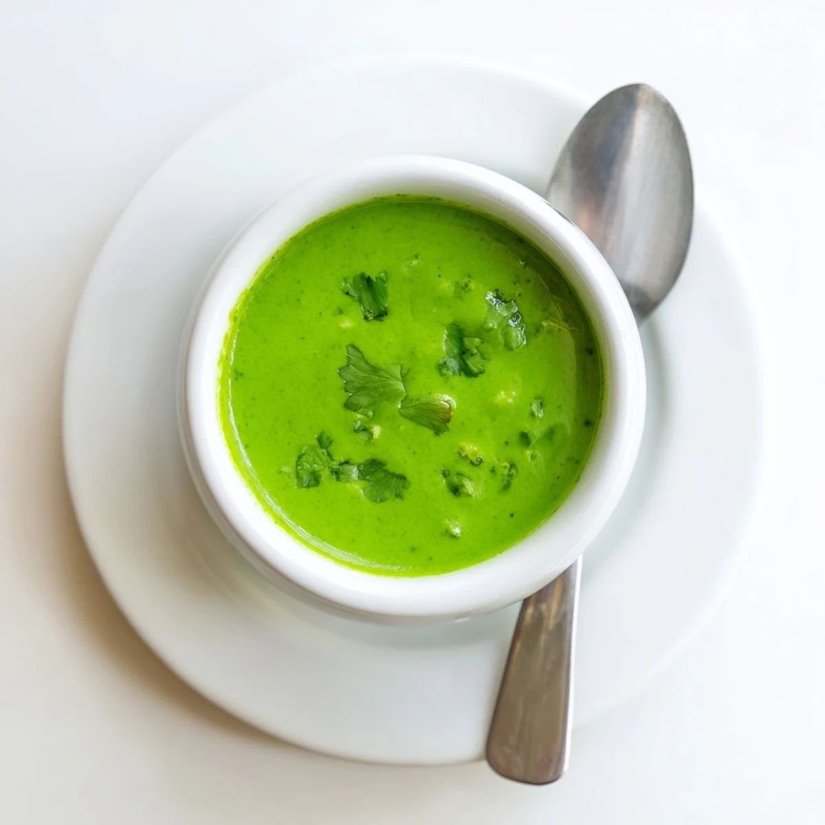 Vibrant green cilantro jalapeño sauce served as dipping condiment with crispy golden french fries