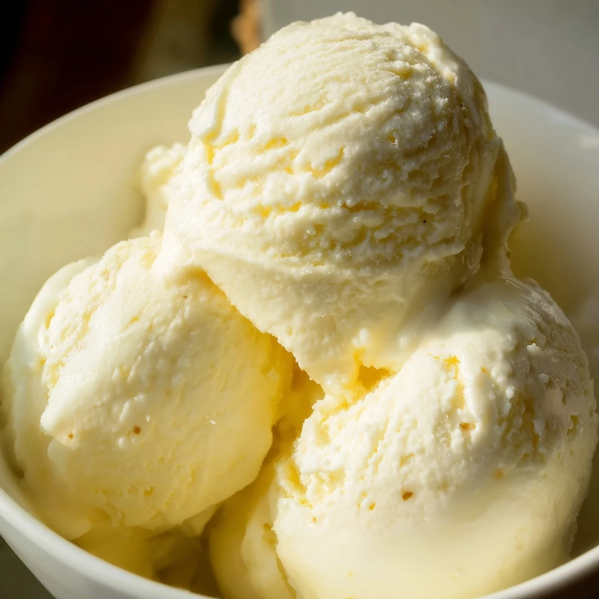 Rich vanilla ice cream recipe showing smooth custard ready for the ice cream maker