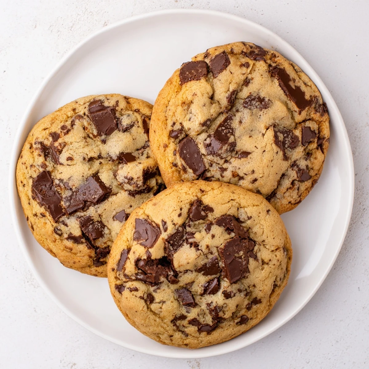 Batch of homemade chocolate chip cookies with crisp edges and gooey centers cooling on wire rack