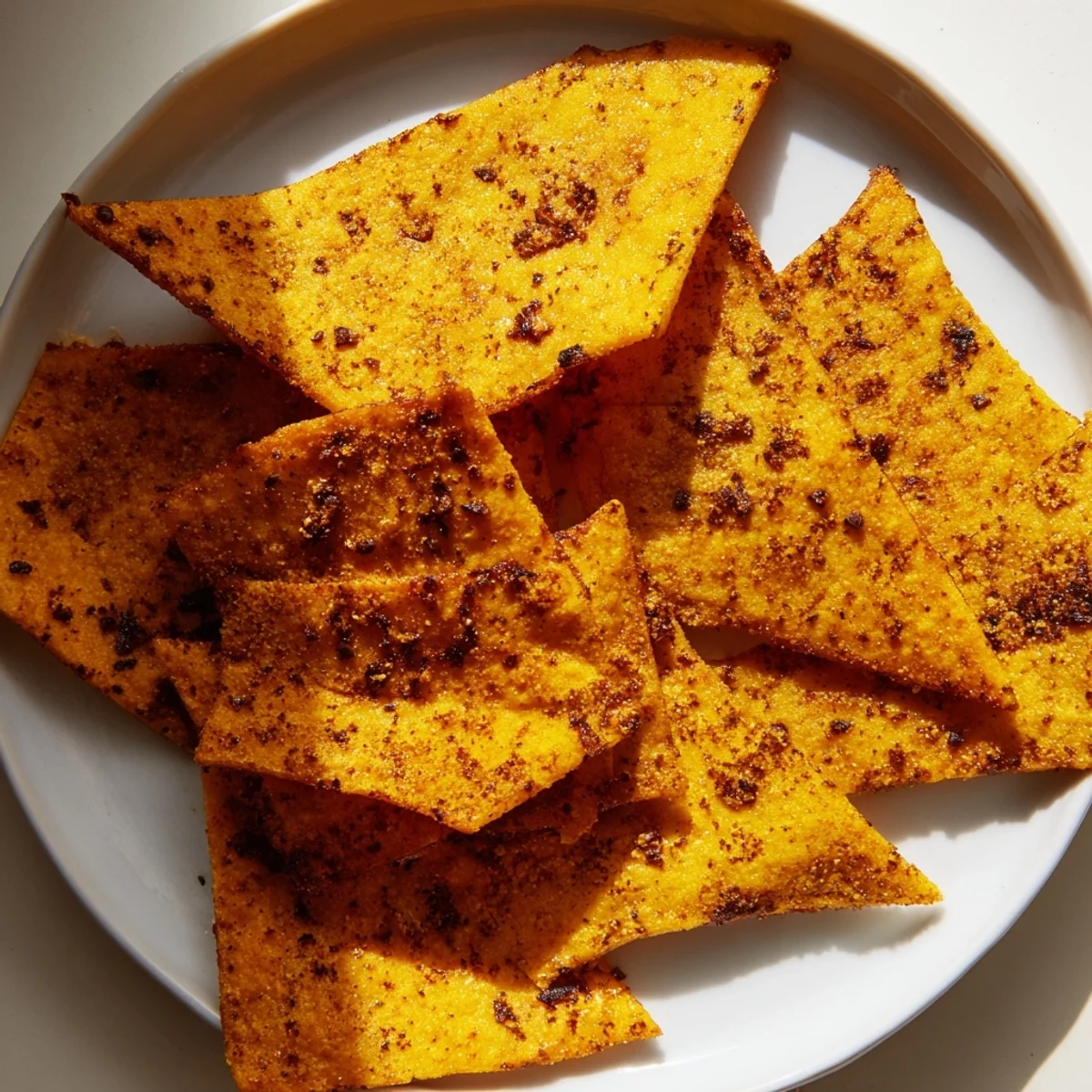 Golden brown crispy chickpea chips arranged on a wooden board ready for dipping