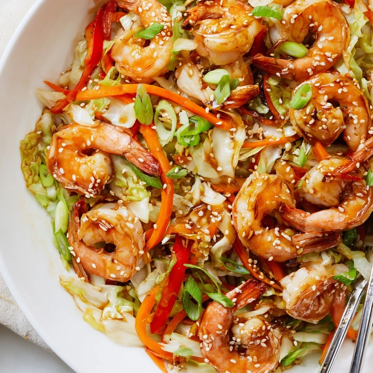Served hot over steamed rice, Delicious Asian Shrimp And Cabbage Stir Fry delights