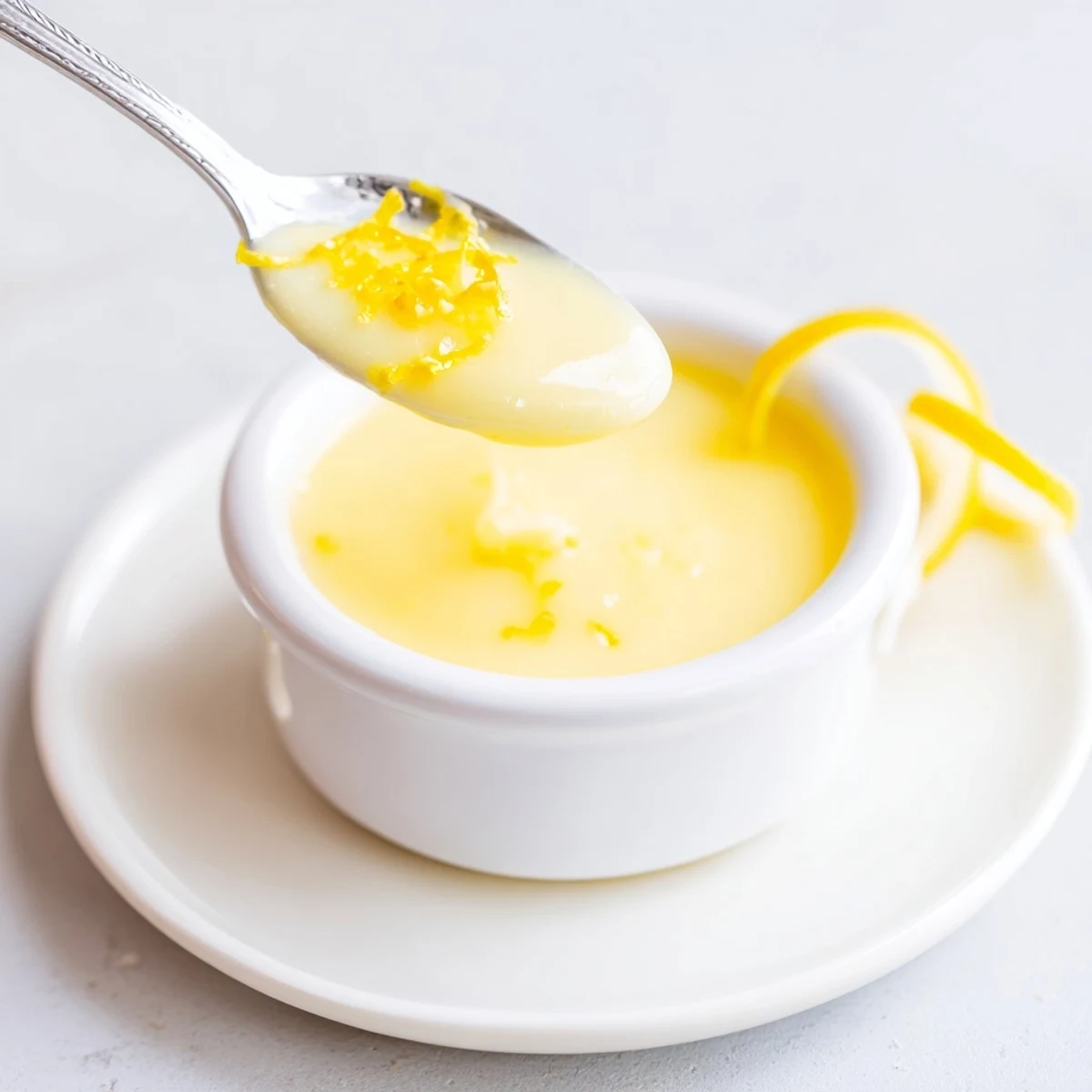 Fresh Homemade Lemon Curd spread on warm scone, bright tart flavor.