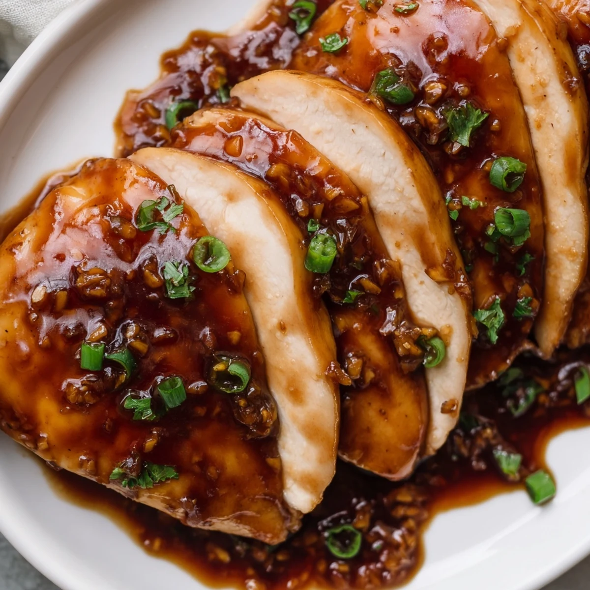 Slow Cooker Brown Sugar Garlic Chicken glazed, steaming on white rice, parsley.