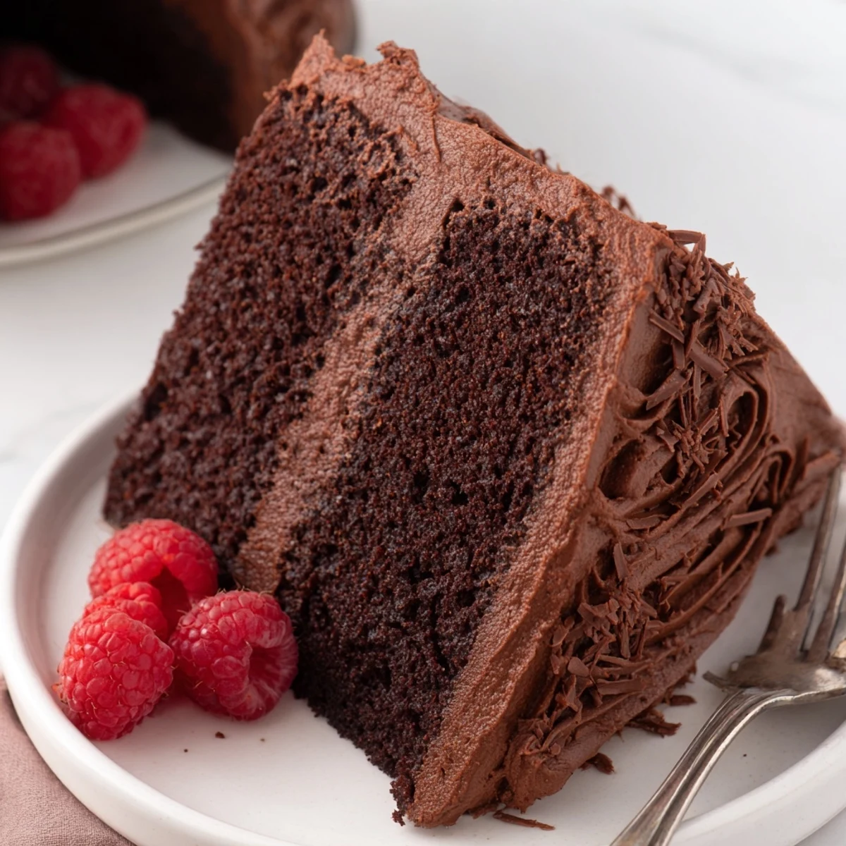 Serve this Chocolate Cake Recipe with fresh berries and a dollop of cream