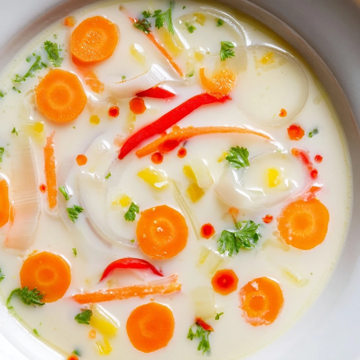 Ginger Lemongrass Coconut Soup steaming in bowl, creamy, fragrant, garnished with cilantro.