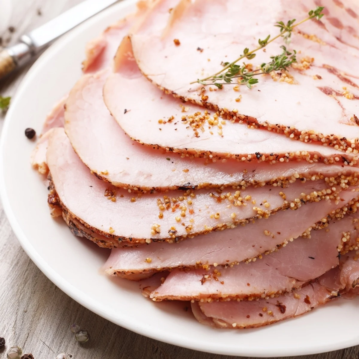 Homemade Sandwich Deli Meat on a charcuterie board with pickles and herbs