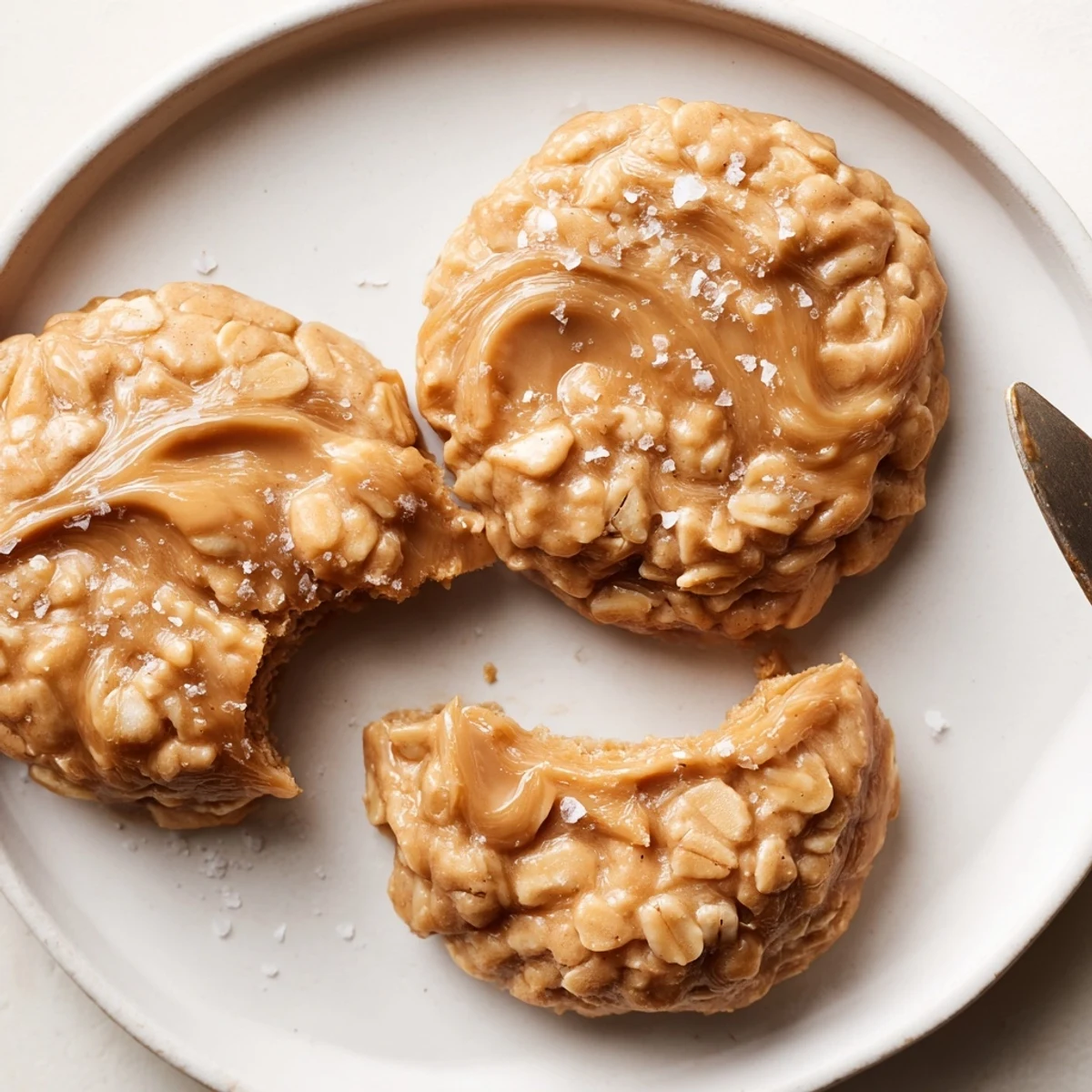 Bowl of Peanut Butter No Bake Cookies beside a cold glass of milk