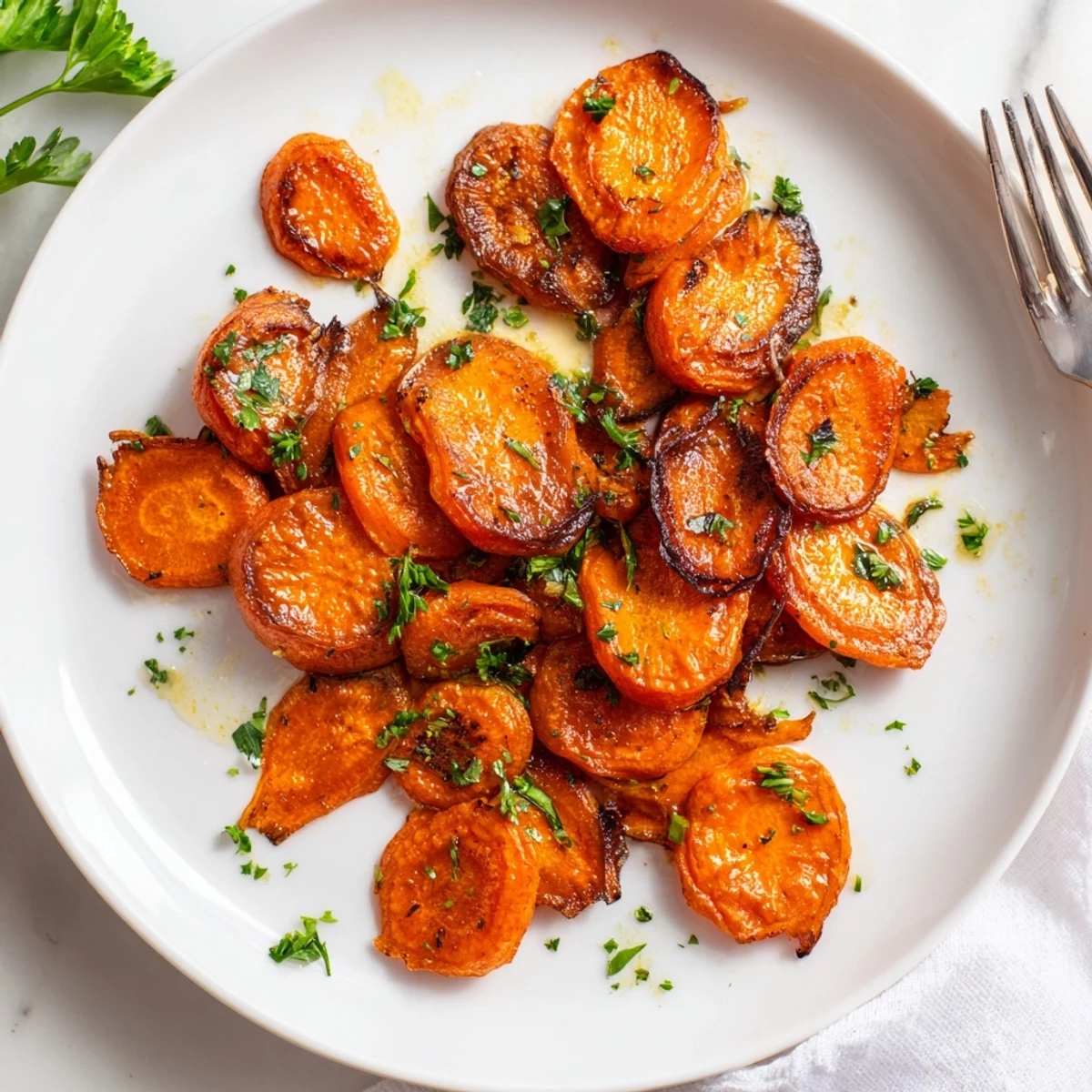 Warm Crispy Smashed Carrots drizzled with olive oil, smoky paprika, tender centers