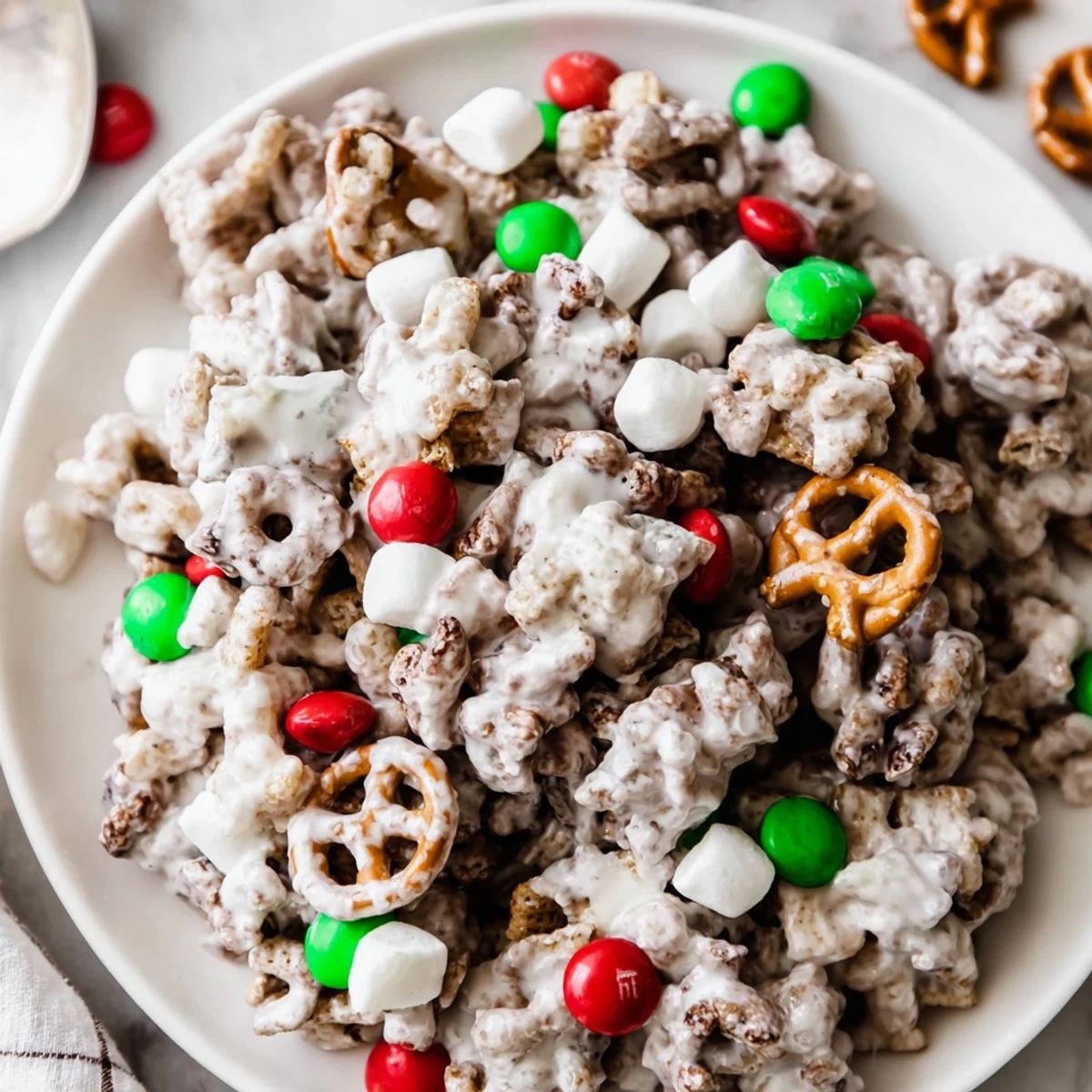 Tray of Reindeer Food set to harden, sweet and salty holiday snack