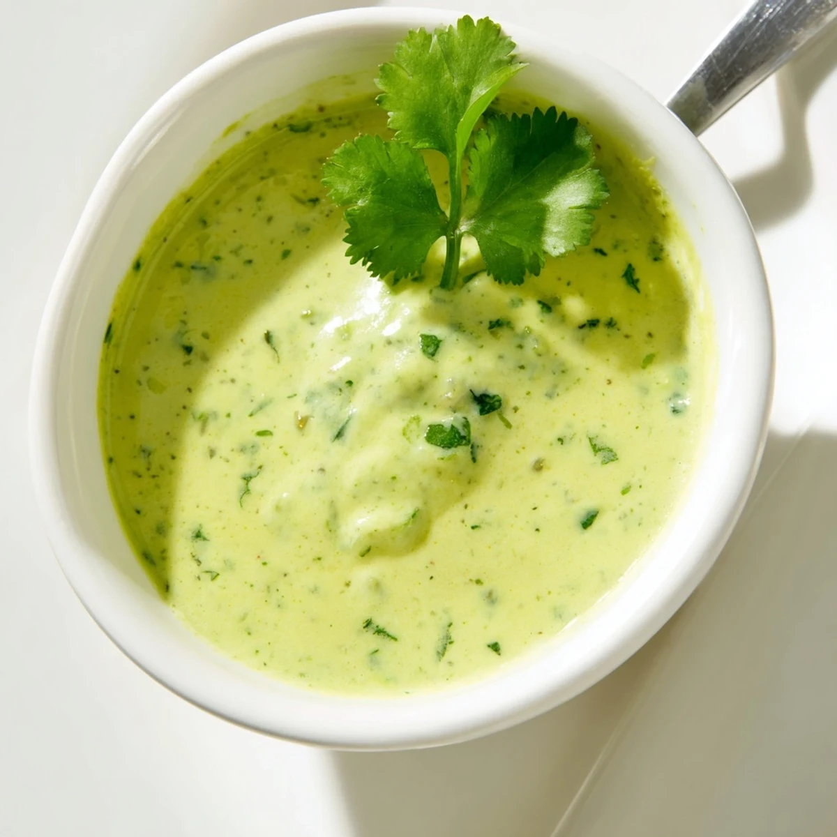 Smooth white and green swirled cilantro lime sauce topping crispy fish taco platter