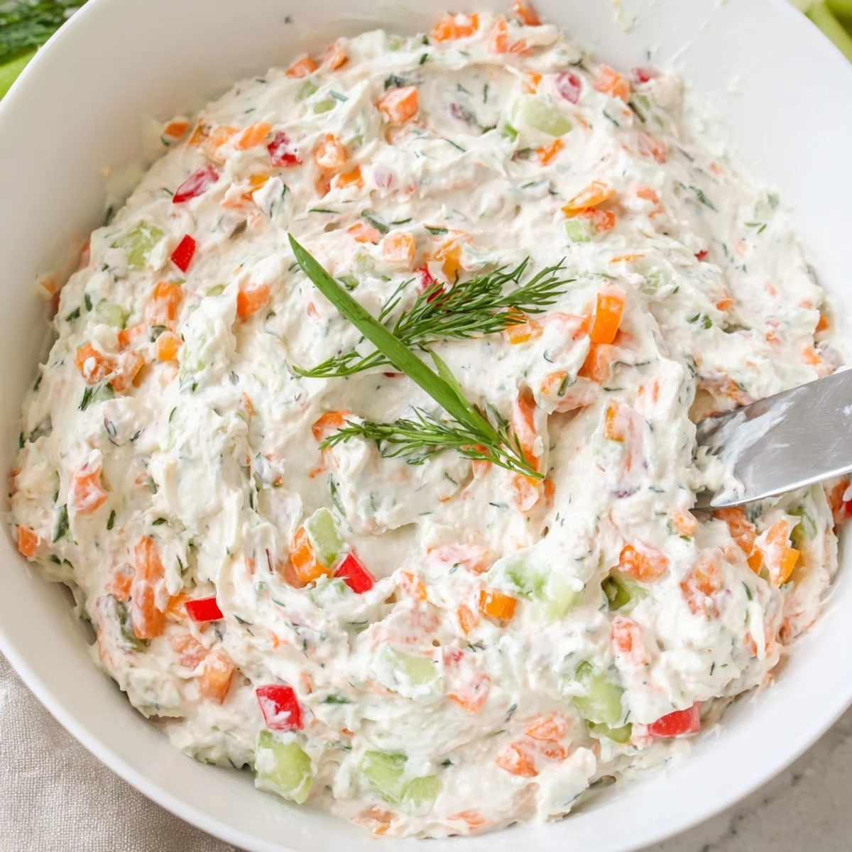 Chilled Garden Vegetable Spread Recipe packed with crunchy cucumber, red pepper, lemon