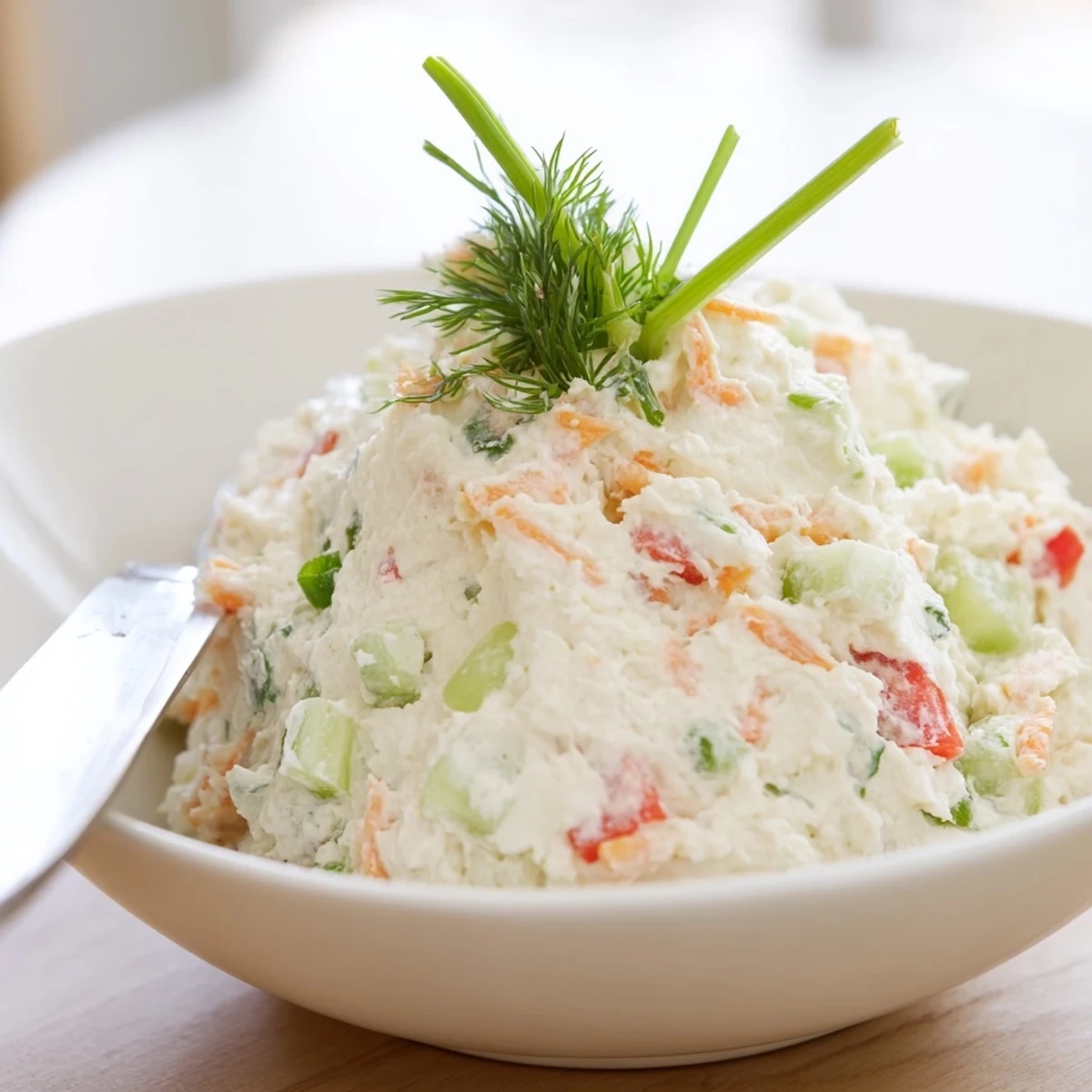 Easy Garden Vegetable Spread Recipe whisked smooth with bright dill and garlic notes